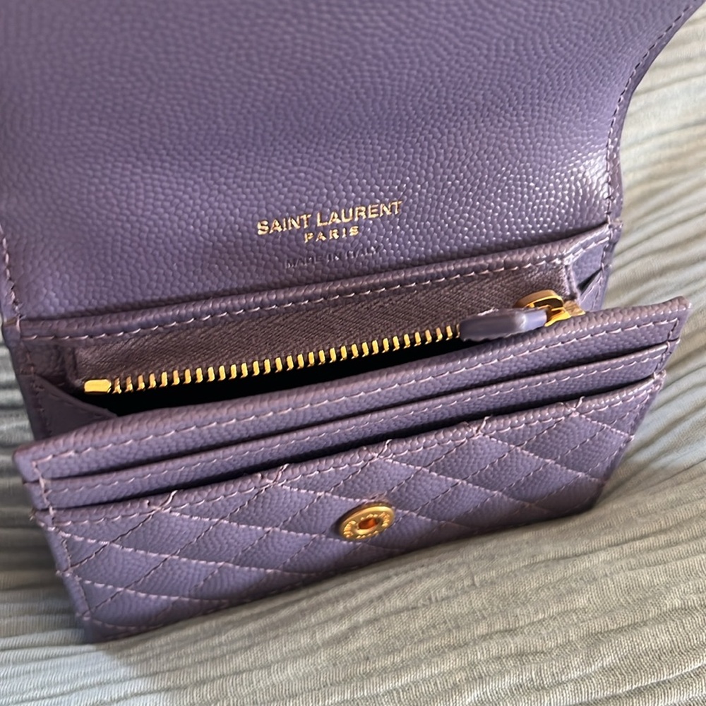 Authentic Saint Laurent Purple Quilted Leather Wallet - Picture 12 of 14